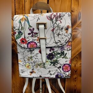 Floral White Backpack